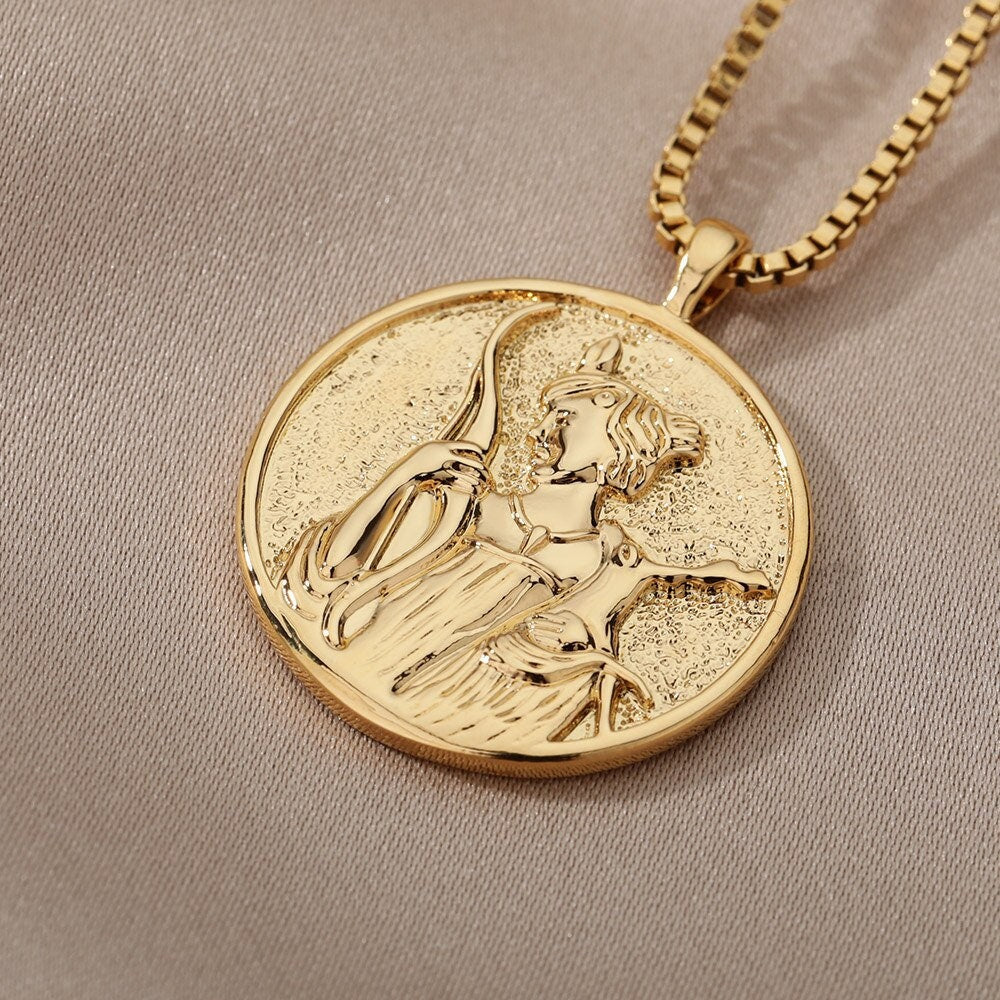 18K Gold Plated Artemis Goddess Pendant, Minimalist Dainty Necklace
