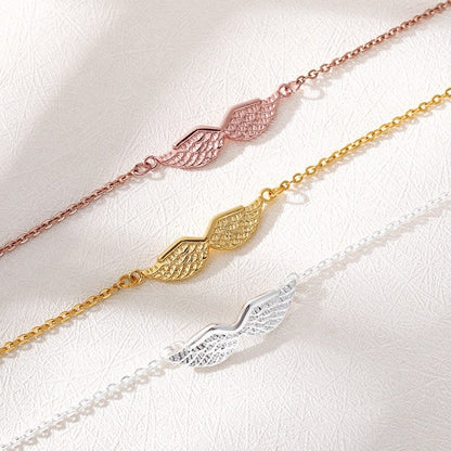 Angel Wings Charm, 18K Gold Layered Gothic Bracelet, Dainty Minimalist Jewelry, Delicate Handmade for Women, Gift for Her