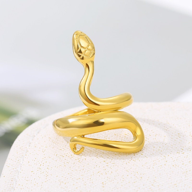 Punk Snake Ring, 18K Gold Snake Wrap Ring, Gold Snake Ring, Gold Wrap Ring, Punk Fashion Ring for Women, Gift for Her
