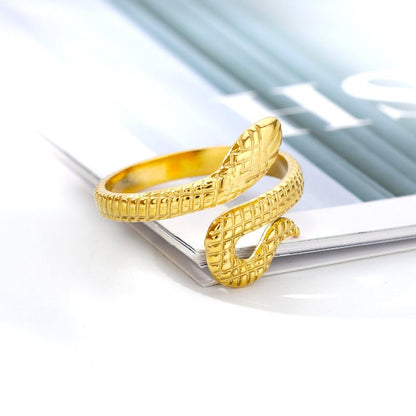 18K Gold Snake Wrap Ring, Gold Snake Ring, Punk Snake Ring, Gold Wrap Ring, Punk Fashion Ring for Women, Gift for Her