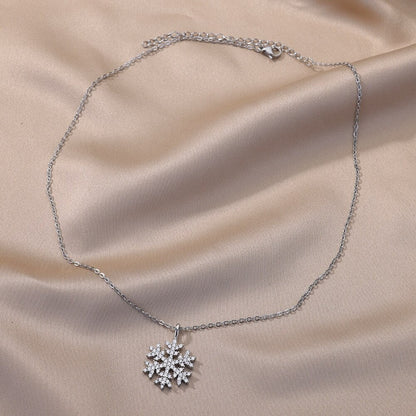 Boho Snowflake Charm Cute Pendant, Silver Layered Yogi Necklace, Dainty Minimalist Jewelry, Delicate Handmade for Women, Gift for Her