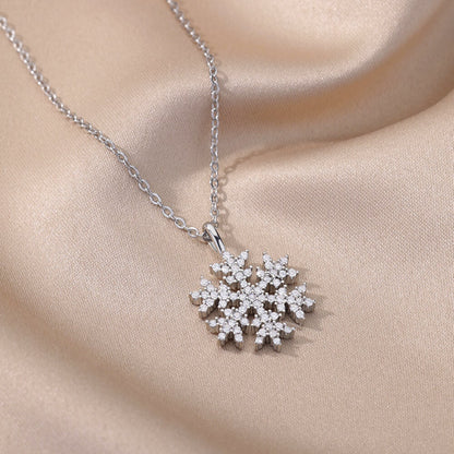 Boho Snowflake Charm Cute Pendant, Silver Layered Yogi Necklace, Dainty Minimalist Jewelry, Delicate Handmade for Women, Gift for Her