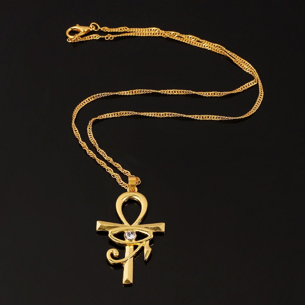 Punk Eye of Horus Egyptian Pendant, 18K Gold Layered Necklace, Gothic Dainty Minimalist Jewelry, Delicate Handmade for Women, Gift for Her