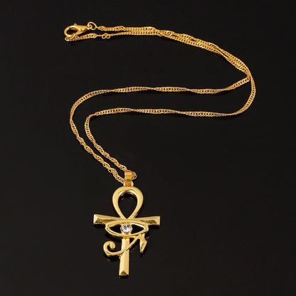 Punk Eye of Horus Egyptian Pendant, 18K Gold Layered Necklace, Gothic Dainty Minimalist Jewelry, Delicate Handmade for Women, Gift for Her
