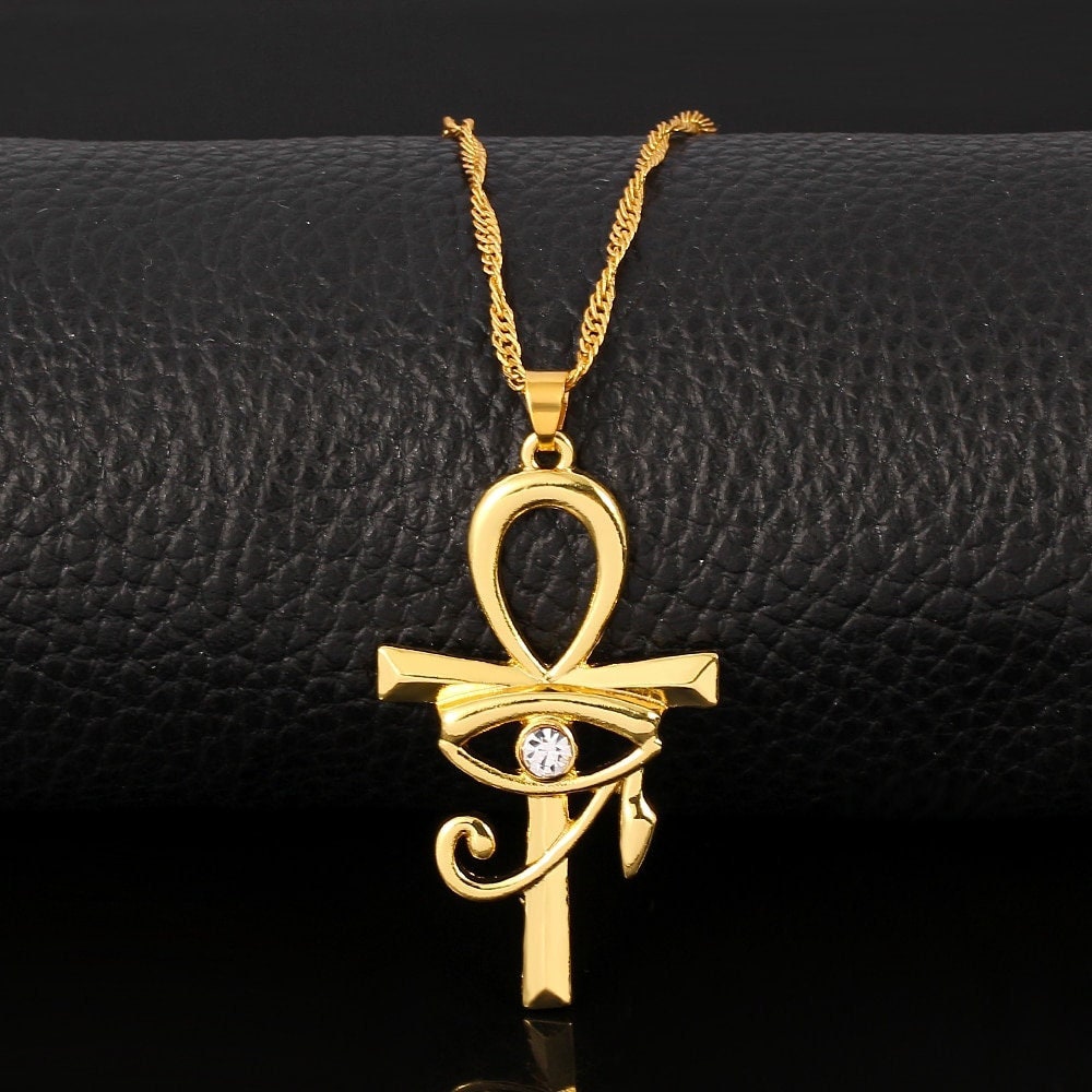 Punk Eye of Horus Egyptian Pendant, 18K Gold Layered Necklace, Gothic Dainty Minimalist Jewelry, Delicate Handmade for Women, Gift for Her
