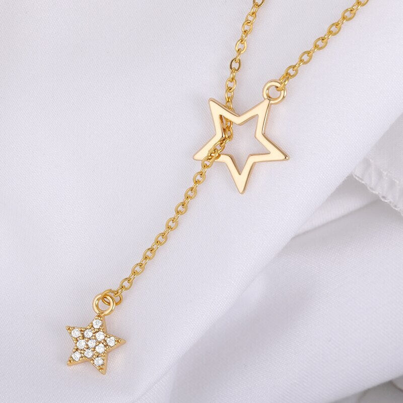 Punk Cute Star Pendant, 18K Gold Layered Necklace, Gothic Dainty Minimalist Jewelry, Delicate Handmade for Women, Gift for Her