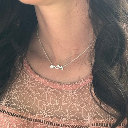 Boho Cute Mountain Outdoors Pendant, 18K Gold Layered Yogi Necklace, Dainty Minimalist Jewelry, Delicate Handmade for Women, Gift for Her