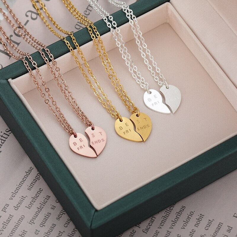 Boho Best Friend Heart Pendant, 18K Gold Layered Yogi Necklace, Dainty Minimalist Jewelry, Delicate Handmade for Women, Gift for Her