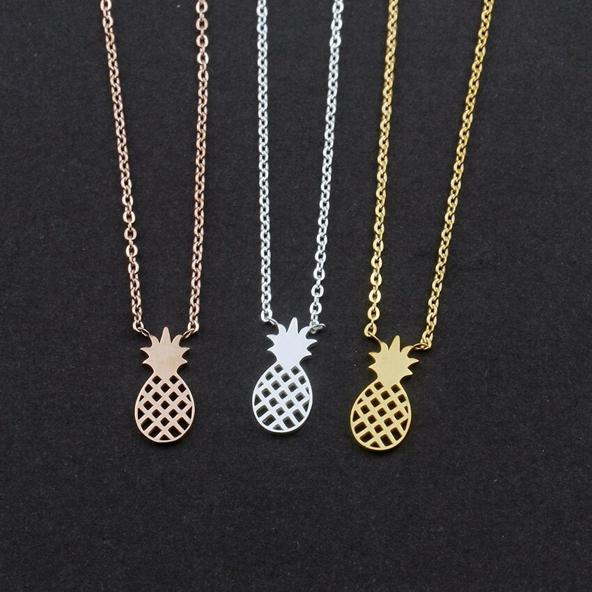 Boho Cute Pineapple Charm Pendant, 18K Gold Layered Yogi Necklace, Dainty Minimalist Jewelry, Delicate Handmade for Women, Gift for Her