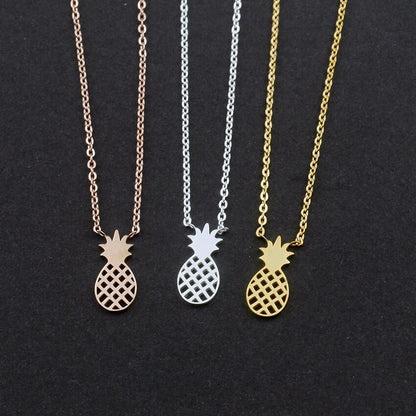 Boho Cute Pineapple Charm Pendant, 18K Gold Layered Yogi Necklace, Dainty Minimalist Jewelry, Delicate Handmade for Women, Gift for Her