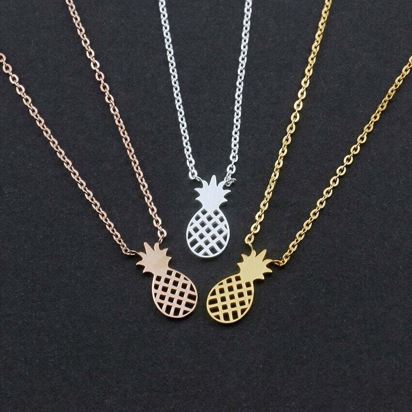 Boho Cute Pineapple Charm Pendant, 18K Gold Layered Yogi Necklace, Dainty Minimalist Jewelry, Delicate Handmade for Women, Gift for Her