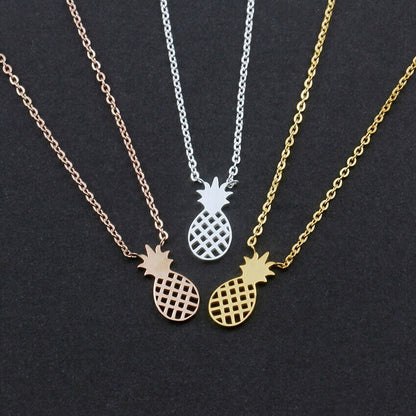 Boho Cute Pineapple Charm Pendant, 18K Gold Layered Yogi Necklace, Dainty Minimalist Jewelry, Delicate Handmade for Women, Gift for Her