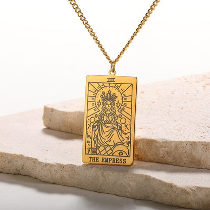 Punk Cute Tarot Cards Pendant, 18K Gold Layered Necklace, Gothic Dainty Minimalist Jewelry, Delicate Handmade for Women, Gift for Her