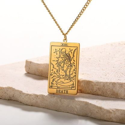 Punk Cute Tarot Cards Pendant, 18K Gold Layered Necklace, Gothic Dainty Minimalist Jewelry, Delicate Handmade for Women, Gift for Her