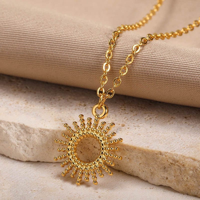 Punk Tarot Sun Pendant, 18K Gold Layered Necklace, Gothic Dainty Minimalist Jewelry, Delicate Handmade for Women, Gift for Her