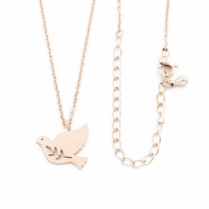 Punk Cute Dove Bird Pendant, 18K Gold Peace Necklace, Dainty Minimalist Accessories, Delicate Handmade Jewelry for Women, Gift for Her