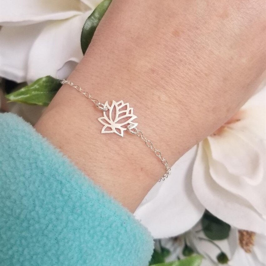 Boho Lotus Flower Buddhism, 18K Gold Layered Yogi Bracelet, Dainty Minimalist Jewelry, Delicate Handmade for Women, Gift for Her