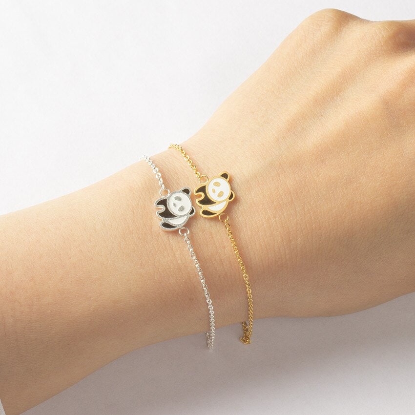 Cute Panda Bracelet, 18K Gold Panda Bracelet, Cute Animal Bracelet for Women, Gift for Her