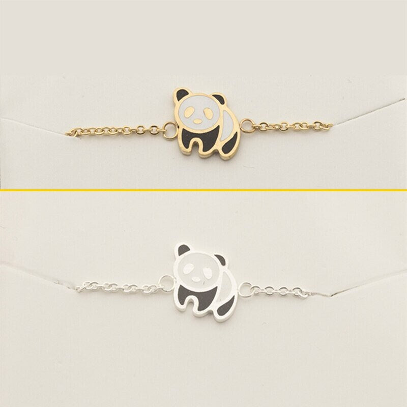 Cute Panda Bracelet, 18K Gold Panda Bracelet, Cute Animal Bracelet for Women, Gift for Her