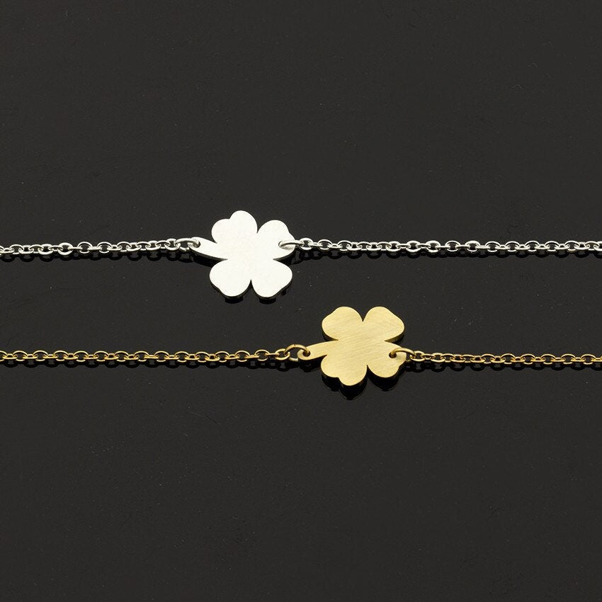 Boho Lucky Charm Clover , 18K Gold Layered Yogi Bracelet, Dainty Minimalist Jewelry, Delicate Handmade for Women, Gift for Her