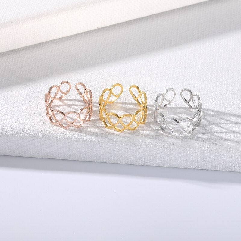 Boho Cute Open Wrap, 18K Gold Yogi Stackable Ring, Dainty Minimalist Jewelry, Delicate Handmade for Women, Gift for Her