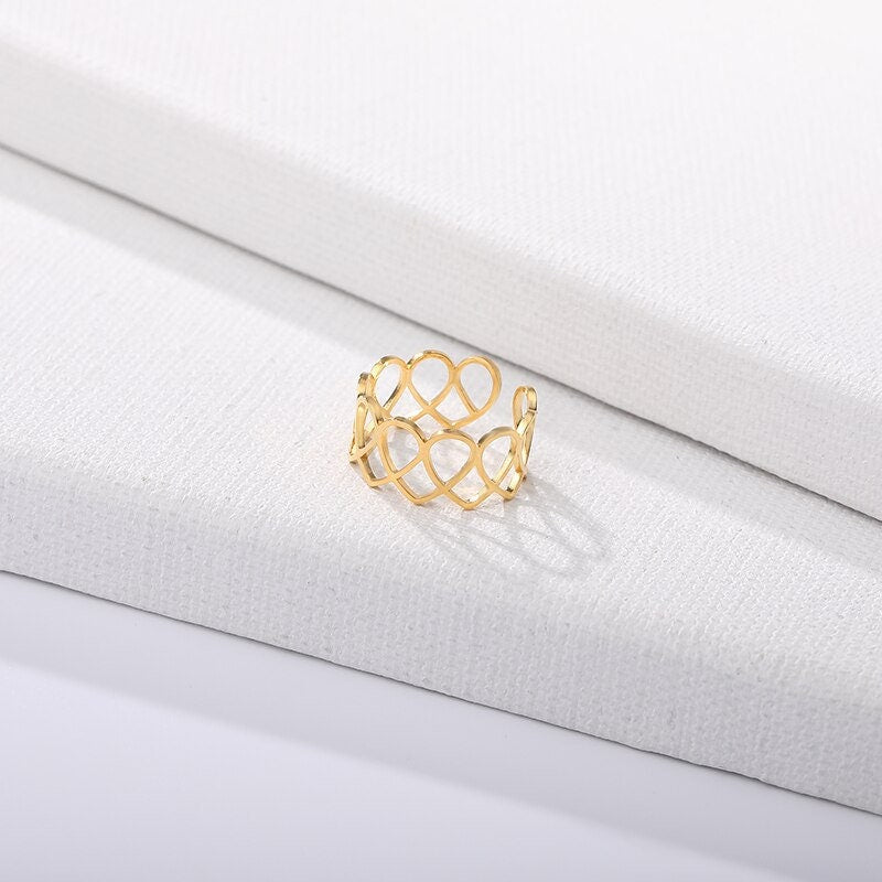 Boho Cute Open Wrap, 18K Gold Yogi Stackable Ring, Dainty Minimalist Jewelry, Delicate Handmade for Women, Gift for Her