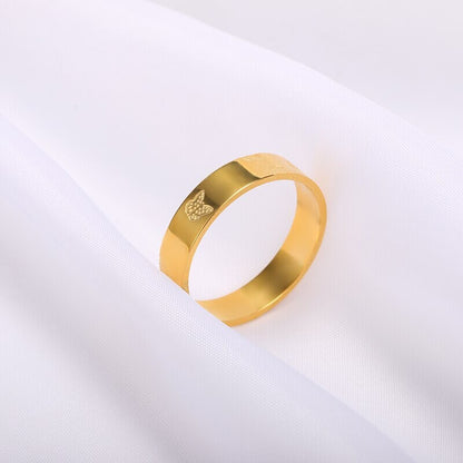 Punk Engraved Butterfly, 18K Gold Gothic Stackable Ring, Dainty Minimalist Jewelry, Delicate Handmade for Women, Gift for Her
