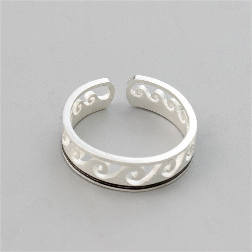 Beach Surf Waves , Silver Tropical Stackable Ring, Dainty Minimalist Jewelry, Delicate Handmade for Women, Gift for Her