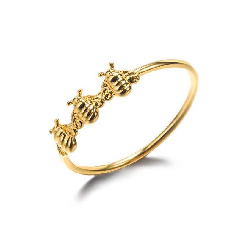 Boho Cute Bee, 18K Gold Yogi Stackable Ring, Dainty Minimalist Jewelry, Delicate Handmade for Women, Gift for Her