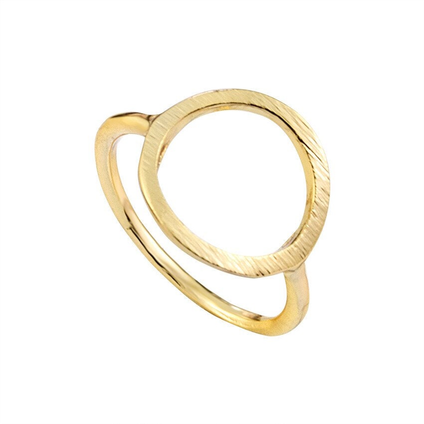 Boho Organic Circle, 18K Gold Yogi Stackable Ring, Dainty Minimalist Jewelry, Delicate Handmade for Women, Gift for Her