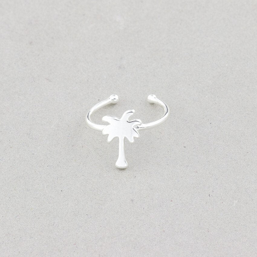 Boho Tropical Palm Tree, 18K Gold Yogi Stackable Ring, Dainty Minimalist Jewelry, Delicate Handmade for Women, Gift for Her