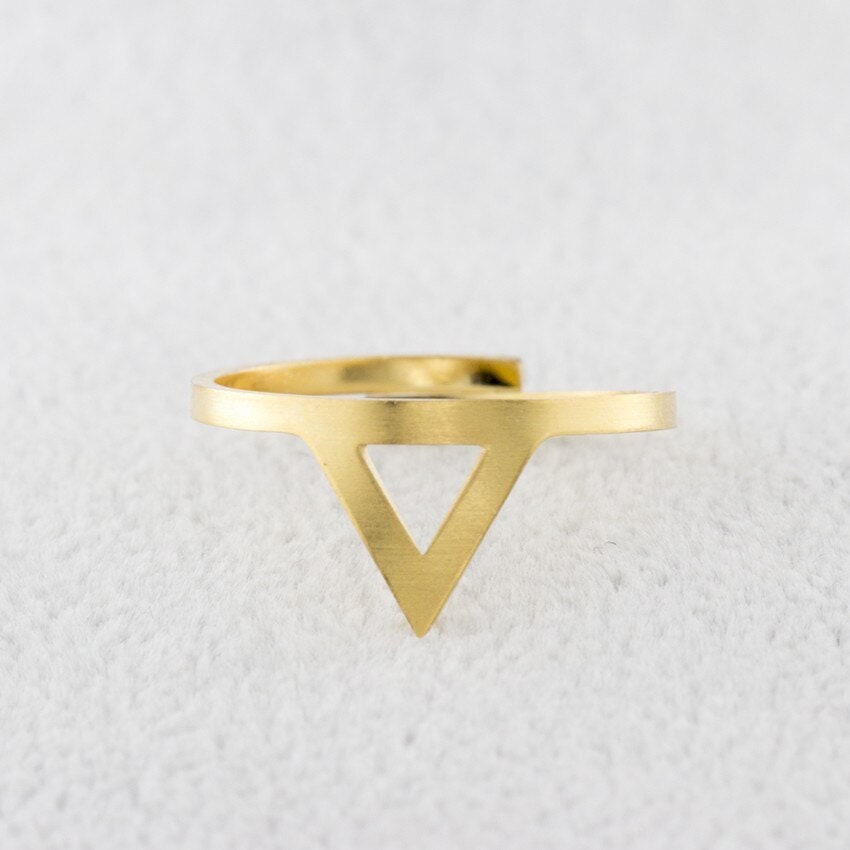 Boho Triangle, 18K Gold Yogi Stackable Ring, Dainty Minimalist Jewelry, Delicate Handmade for Women, Gift for Her