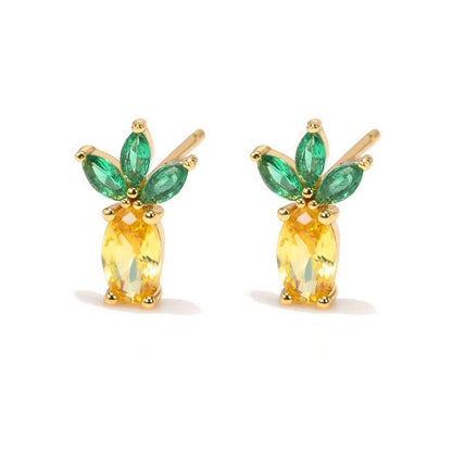 Boho Tropical Pineapple Studs, 18K Gold Everyday Earrings, Dainty Minimalist Jewelry, Delicate Handmade  for Women, Gift for Her