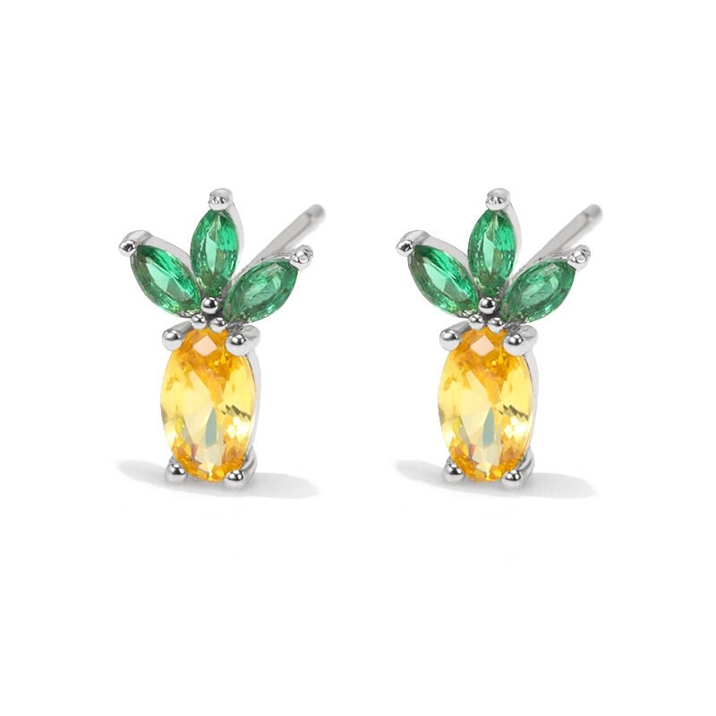Boho Tropical Pineapple Studs, 18K Gold Everyday Earrings, Dainty Minimalist Jewelry, Delicate Handmade  for Women, Gift for Her