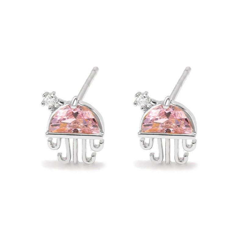 Boho Cute Jellyfish Studs, 18K Gold Everyday Earrings, Dainty Minimalist Jewelry, Delicate Handmade  for Women, Gift for Her