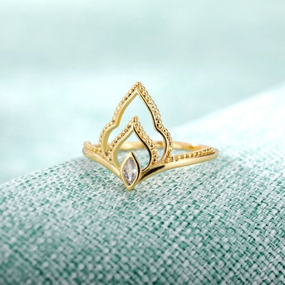 Elegant Tiara Ring, 18K Gold Tiara Ring, Gold Crown Ring, Tiara Fashion Ring for Women, Gift for Her