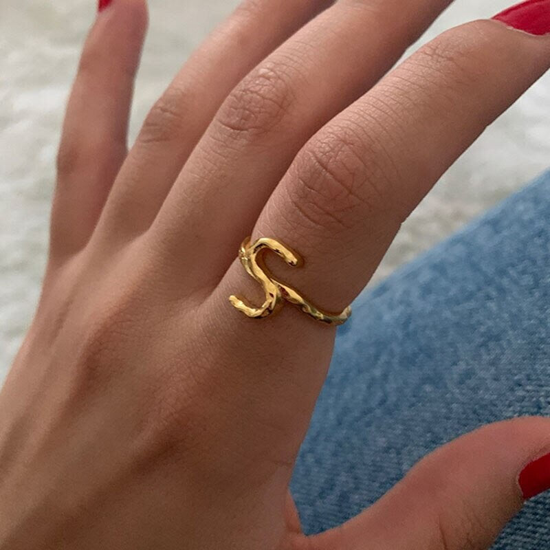 Dainty Initial Ring, Minimalistic Initial Ring, 18K Gold Initial Ring, Custom Initial Ring, Letter Fashion Ring for Women, Gift for Her