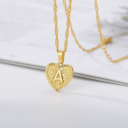 Dainty Heart Necklace, 18K Gold Custom Initials Necklace, Gold Heart Necklace for Women, Gift for Her