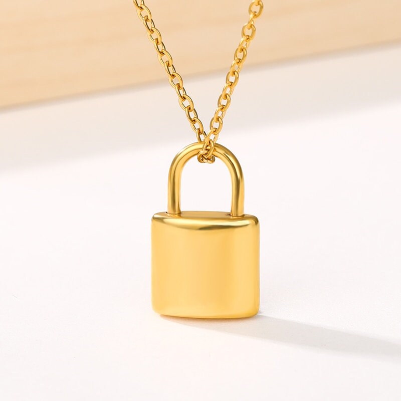 Dainty Lock Necklace, 18K Gold Lock Pendant, Punk Fashion Necklace for Women, Gift for Her