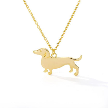 Dachshund Puppy Pendant, 18K Gold Necklace, Dainty Layered Minimalist Jewelry, Boho Delicate Handmade for Women, Gift for Her