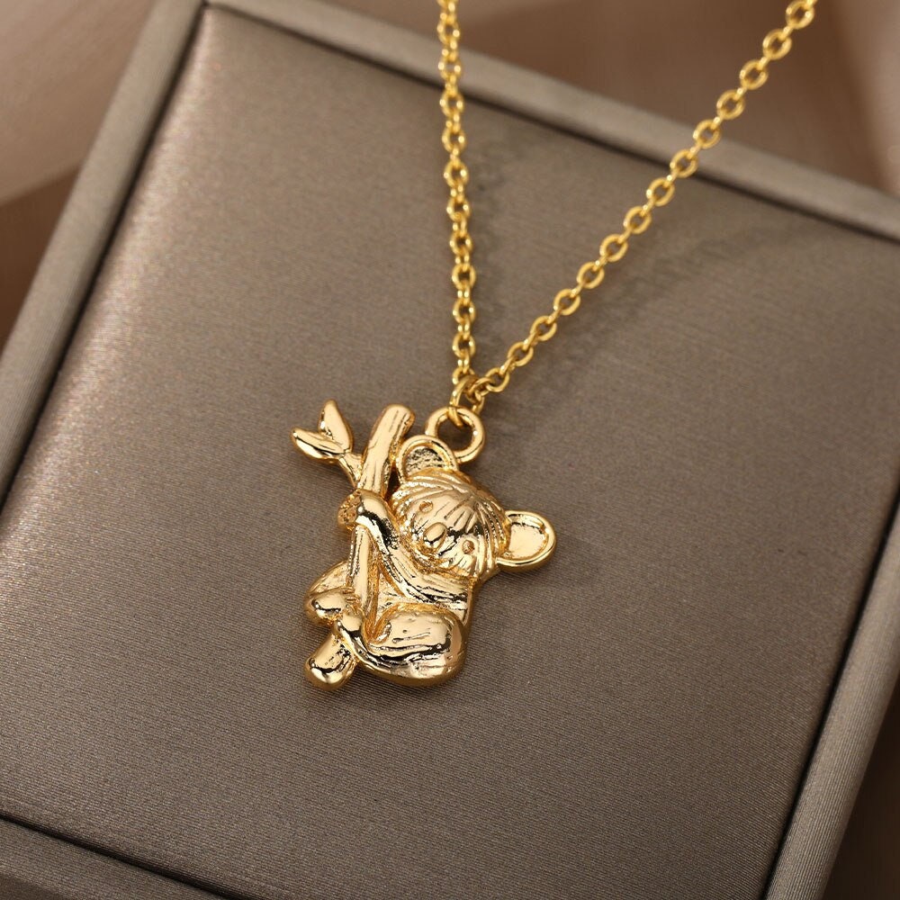 Cute Koala Necklace, 18K Gold Koala Bear Necklace, Cute Animal Fashion Necklace for Women, Gift for Her