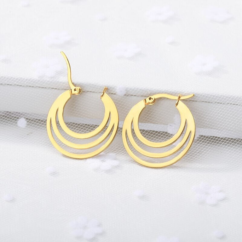 Boho Hippie Hoops, 18K Gold Everyday Earrings, Dainty Minimalist Jewelry, Delicate Handmade Simple Accessories for Women, Gift for Her