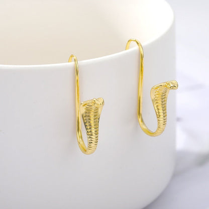 18K Gold Snake Earrings, Snake Hoop Earrings, Gothic Snake Earrings, Punk Snake Earrings for Women, Gift for Her