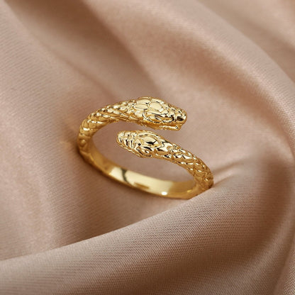 Punk Snake Serpent, 18K Gold Gothic Stackable Ring, Dainty Minimalist Jewelry, Delicate Handmade for Women, Gift for Her