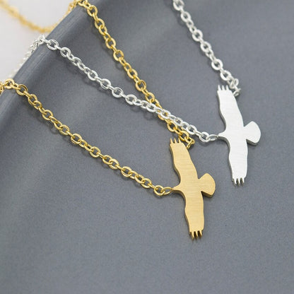 American Eagle Hawk Pendant Necklace, Gold Eagle Necklace for Women, 18K Gold Plated Dainty