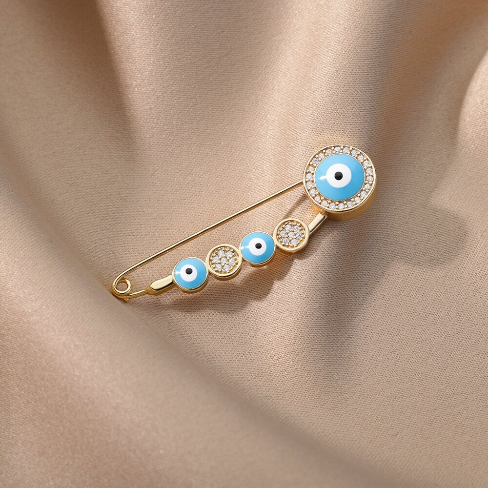 Punk Evil Eye , 18K Gold Hair Clip Brooch, Gothic Dainty Minimalist Jewelry, Delicate Handmade for Women, Gift for Her