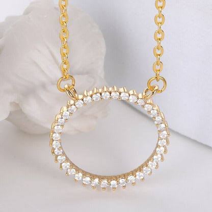 Punk Large Crystal Round Pendant, 18K Gold Layered Necklace, Gothic Dainty Minimalist Jewelry, Delicate Handmade for Women, Gift for Her