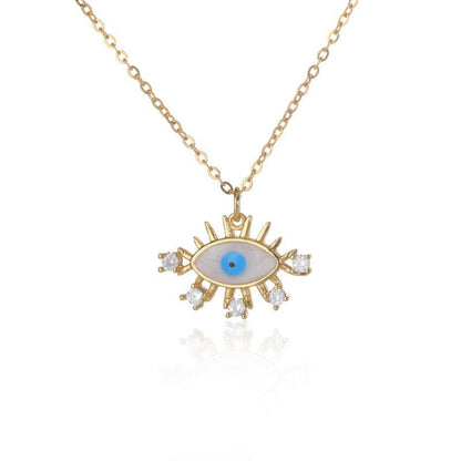 Punk Evil Eye Amulet Pendant, 18K Gold Layered Necklace, Gothic Dainty Minimalist Jewelry, Delicate Handmade for Women, Gift for Her