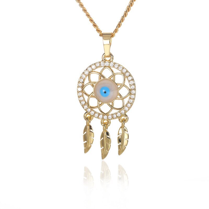 Punk Evil Eye Amulet Pendant, 18K Gold Layered Necklace, Gothic Dainty Minimalist Jewelry, Delicate Handmade for Women, Gift for Her
