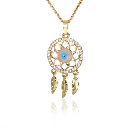 Punk Evil Eye Amulet Pendant, 18K Gold Layered Necklace, Gothic Dainty Minimalist Jewelry, Delicate Handmade for Women, Gift for Her